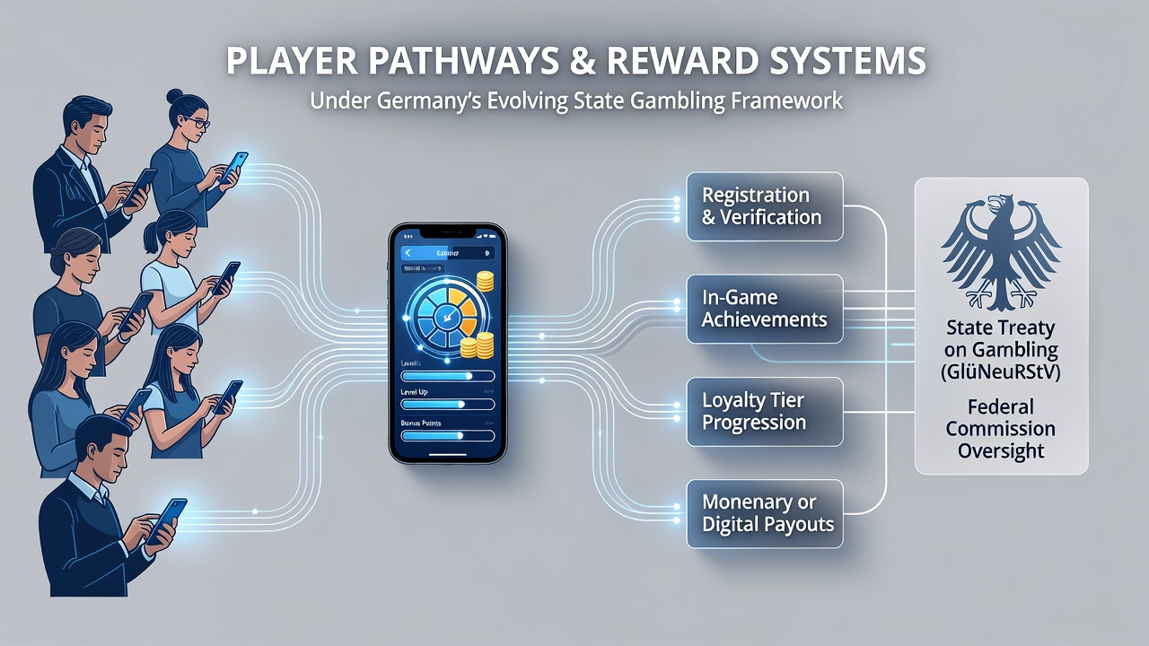 Darstellung von Spielerpfaden in einer mobilen Glücksspiel-App mit Belohnungsstufen